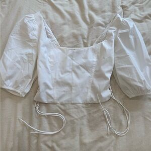 Abercrombie & Fitch White Puff Sleeve Blouse